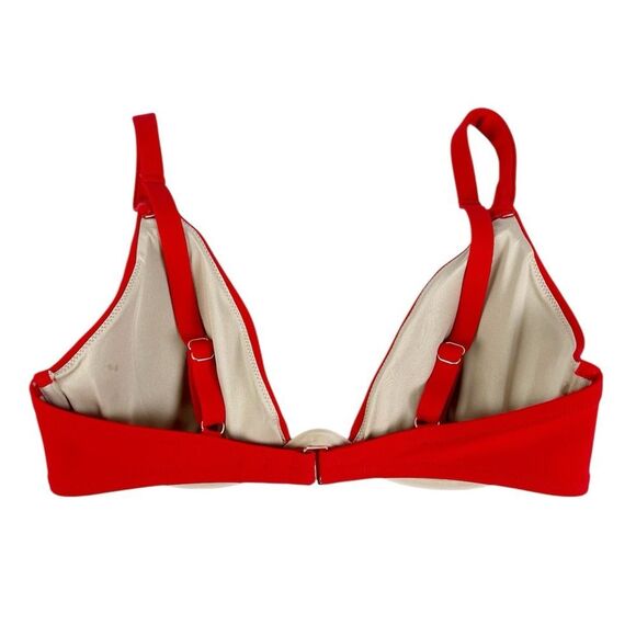 Shade & Shore Bright Red Underwire Padded Spaghetti Strap Bikini Top Size 34D - Picture 2 of 5